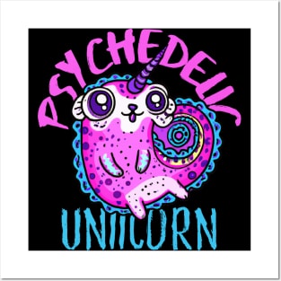 Cute Crazy Psycedelic Unicorn Artwork Posters and Art